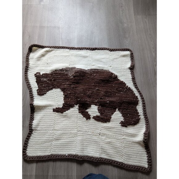 Handmade Crochet Woodland Animal Crochet Squares Set Of 3 Moose Deer Bear Design - Picture 9 of 12